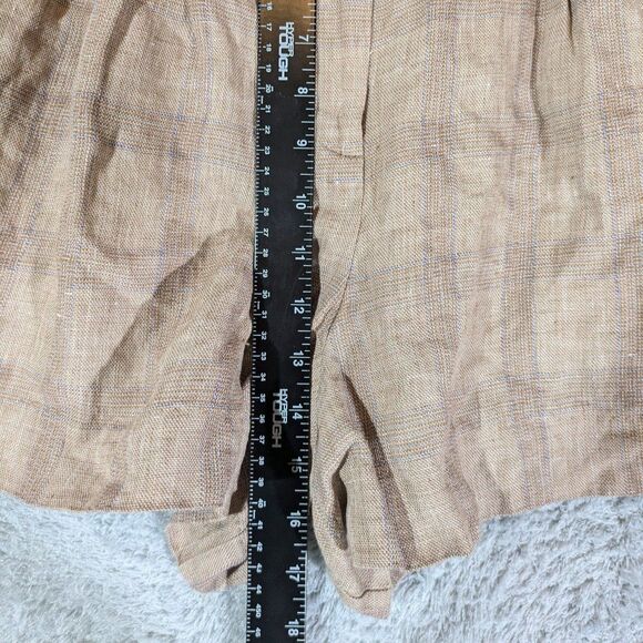 Plaid 100% linen shorts by MNG Mango Size 10 tweed preppie academia grandpa - Picture 4 of 9